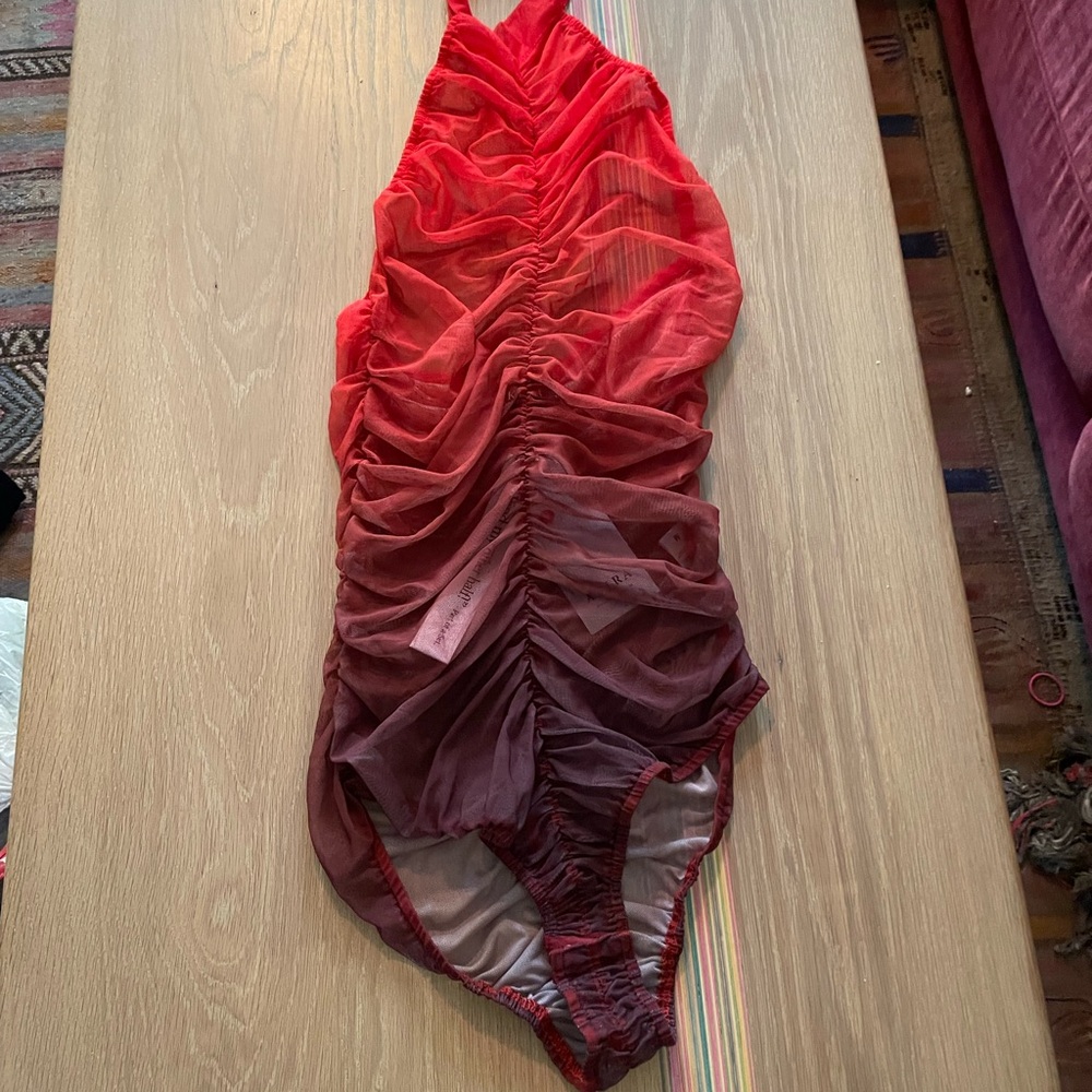 AKIRA Red and Black Mesh Bodysuit